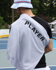 Archie Player Sweatshirt on Mans Shoulders